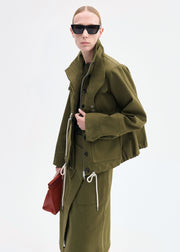 Military Jacket in Brushed Cotton - Olive - CO Collections